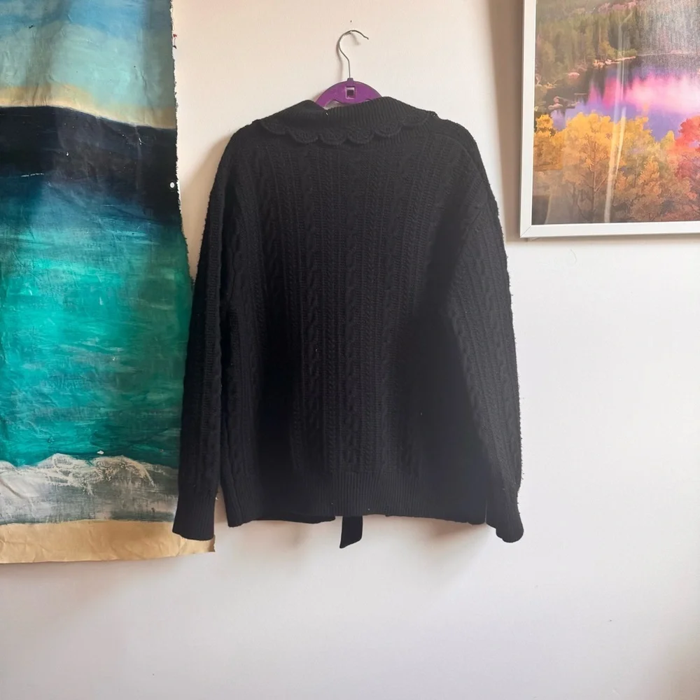 SEA New York Black Wool Blend Teresa Long Sleeve Cardigan Size Small - Picture 4 of 4